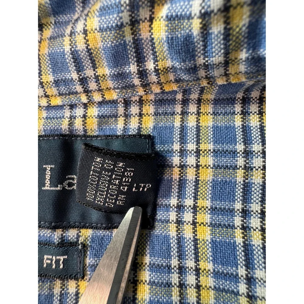 Polo Ralph Lauren Mens XL Classic Fit Plaid Button Down Shirt Blue Yellow Cotton
